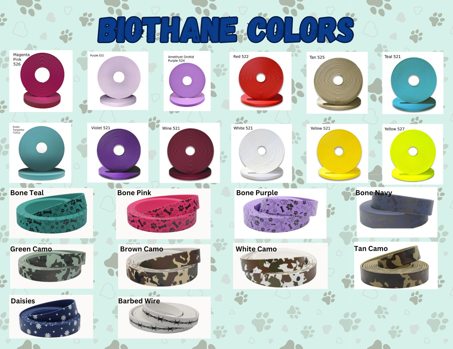 Single Color Biothane Leashes